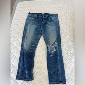 Citizens Of Humanity Blue Distressed Ankle Jeans